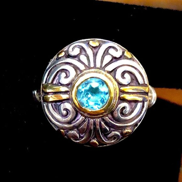 Sterling Silver 22K Blue Topaz Ring Sz 6•3/4 NWT